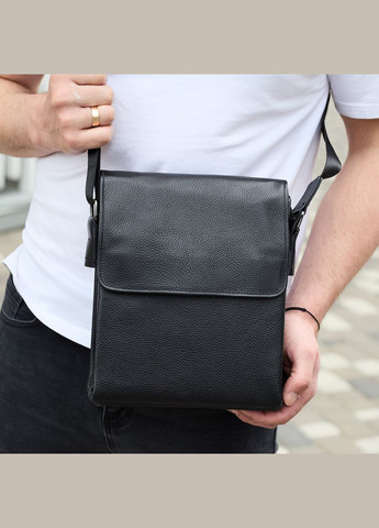 Сумка месенджер шкіряна барсетка для чоловіка чорна 35775 Tiding Bag (338373018)
