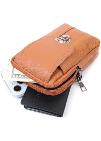 Сумка поясная на ремень мужская кожаная маленькая Рыжий 35081 Vintage (333299982)