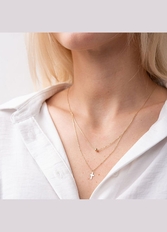 Двойное золотое колье Крестик и шарик кол01924 45 Oniks (299890736)