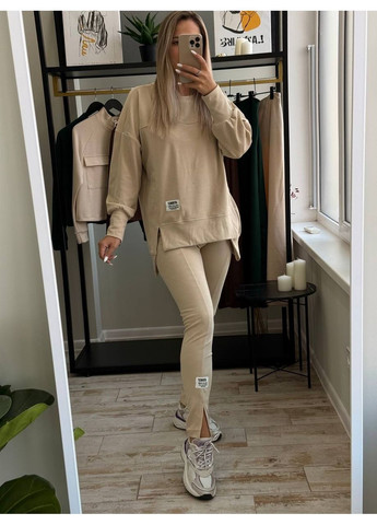 Костюм (світшот, леггінси), колір Бежевий Fashion (361668080)