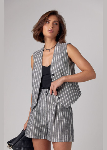 Жіночий літній костюм з шортами та жилетом у смужку - рожевий колір XL (sku_9821) No Brand (327819945)