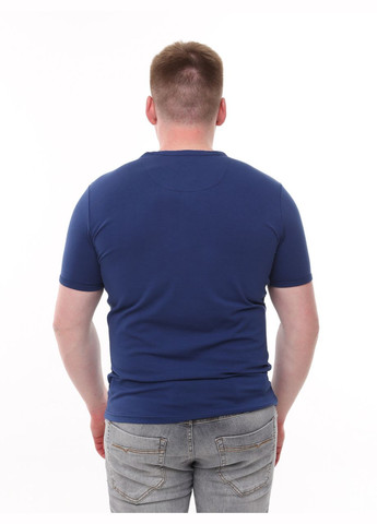 Синяя мужская футболка синяя прямая однотонная большой размер с коротким рукавом Jean Piere Пряма