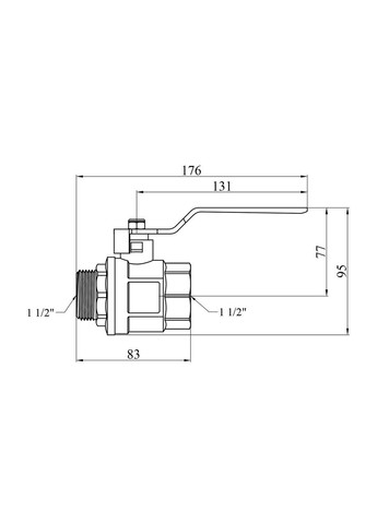Кран шаровый s 1 1/2" ВН PN30 синяя ручка Valve (311204689)