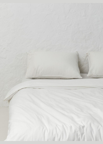 Комплект белья из вареного хлопка Creme полуторный, Простыня без резинки Leglo (300370523)