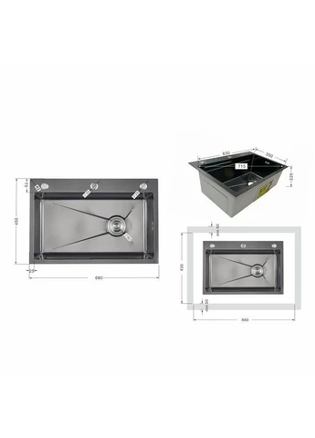 Мийка для кухні інтегрована Handmade H6845HB Decor Black PVD Honeycomb 3,0/1,0 мм LDH6845HDECBLM49445 LIDZ (397568821)