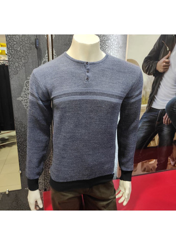 Сіро-голубий светр чоловічий джемпер вовна тонкий гудзики джинсовий Vip Stendo