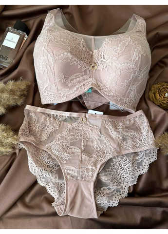 Пудровый комплект бюстгальтер + трусики слипы 2335 пудровый Weiyesi