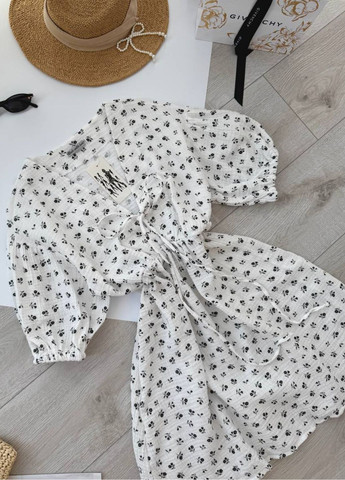 Чорна повсякденний вишукана легка літня сукня з квітковим візерунком та рукавами ліхтарик Tik-Tak з квітковим принтом