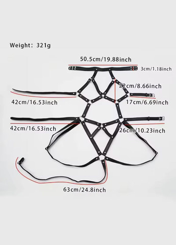 Шкіряний бондажний комплект з ошейником для ролевих ігор No Brand (361072376)