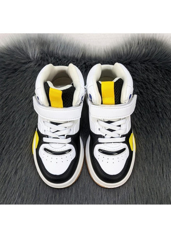 Чорно-білі осінні кросівки високі для дівчинки хайтопи Apawwa