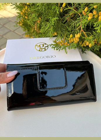 Женский лакированный кошелек из натуральной кожи с картхолдером черный LS-122 Gregorio (341322588)