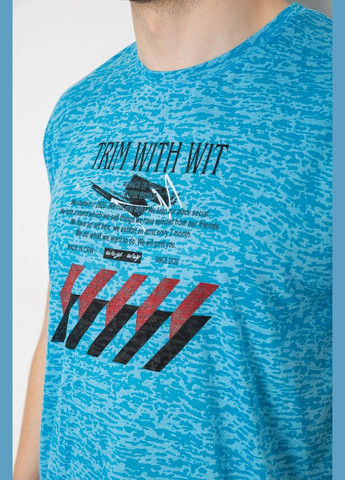 Блакитна футболка чоловіча з принтом, колір білий, 244r6020 Andi