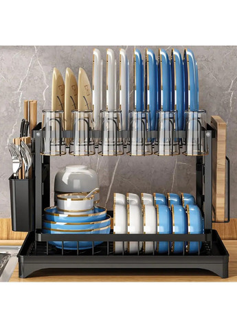 Двох'ярусна настільна сушарка органайзер тримач для зберігання посуду кухонного приладдя 42х33х29 см (480920-Prob) Unbranded (347729769)