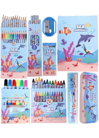 Творческий набор для рисования с пеналом, карандашами и маркерами, стиль. No Brand (338854780)