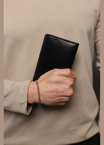 Мужское портмоне из натуральной гладкой кожи (черное) SKILL Портмоне (296478626)