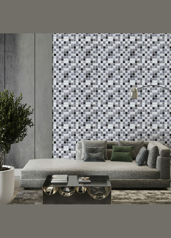 Декоративна ПВХ панель чорно-біла мозаїка 960х480х4мм SW-00001432 No Brand (328579158)