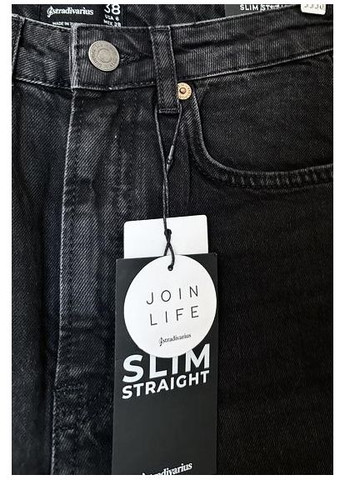 Черно-серые джинсы slim straight прямые уровни Stradivarius - (361120470)