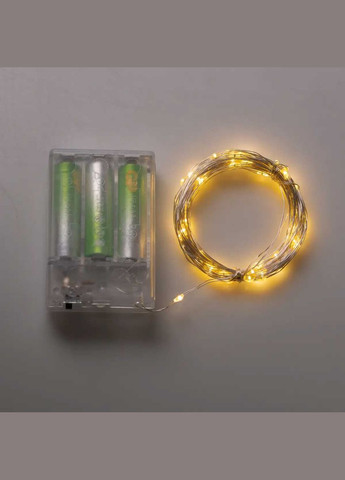 Гірлянда роса 10 метрів крапля на батарейках на 100 led білий дріт жовтий 100L10MWY Garlando (353502102)