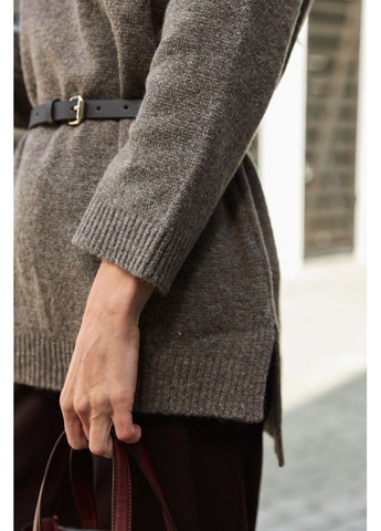 Світло-коричневий зимовий жіночий теплий светр із вовни меріноса (2884) Triko Bakh