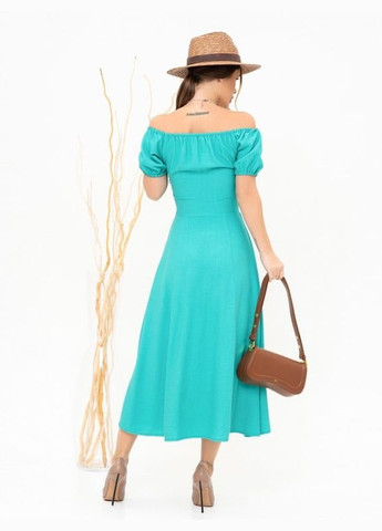 Зелена повсякденний сукні з відкритими плечима ISSA PLUS однотонна