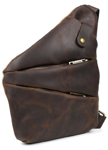 Сумка слинг через плечо мужская из натуральной кожи и текстиля для телефона и для документов средняя Коричневый 38820 TARWA (351403651)