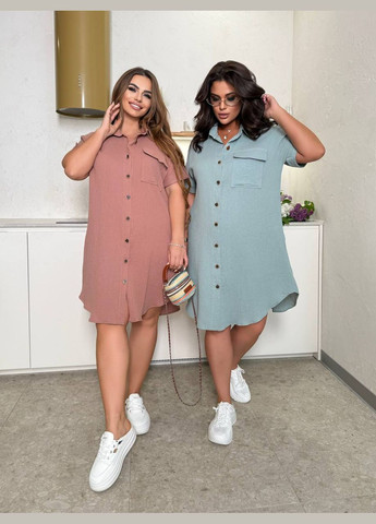 Світло-коричнева сукня-сорочка муслін,на ґудзиках No Brand