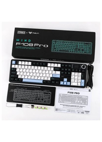 Клавіатура (6978080501295) Aula F108 Pro Wireless/Bluetooth UA Black/Blue (368969109)