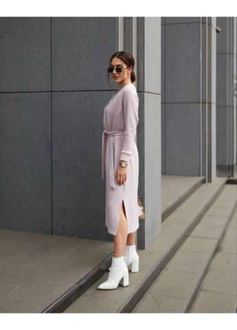 Пудрова кежуал тепле пряме плаття ангора пудра люрекс польща No Brand