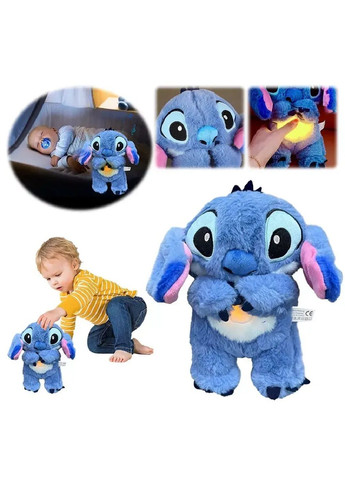 М'яка плюшева іграшка з музикою підсвіткою живленням від батарейок для дітей малюків 30 см (480585-Prob) Стіч Unbranded (338476637)