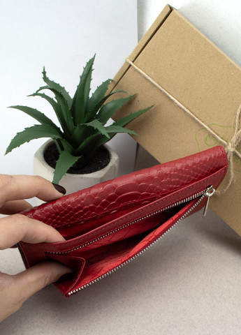 Подарунковий жіночий набір №91: гаманець Leona + обкладинка на паспорт (червоний пітон) HandyCover (283323789)