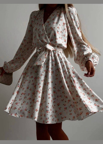 Белое повседневный платье женское Україна с цветочным принтом