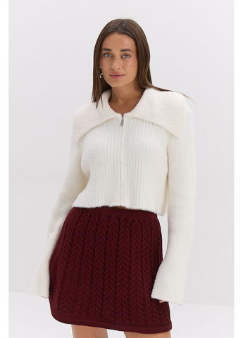 Укорочена вязана кофта з блискавкою бордова Arjen (314901652)