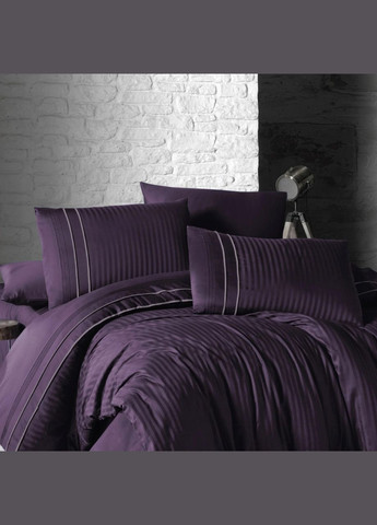 Постельное белье сатин Dark Deluxe Stripe style purple евро First Choice (288045504)