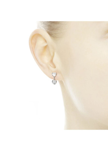 Срібні сережки кульчики Пандора 290750CZ Kabluchka (355344102)