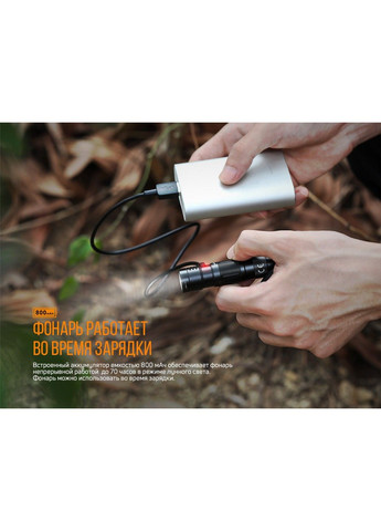 Ручной мини фонарик E09R 600лм Type-C (Черный) Fenix (331639319)