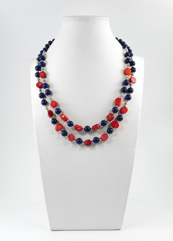 Намисто "Бурний океан" Корал, Лазурит Fursa fashion (322315205)