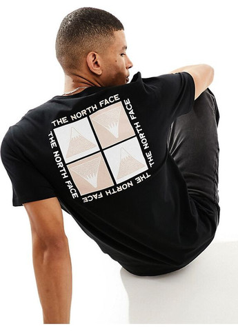Черная футболка мужская The North Face collage back print T-shirt black pink