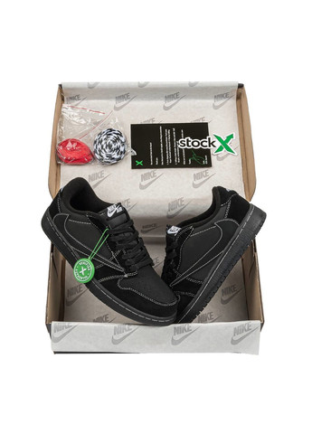 Черные демисезонные кроссовки мужские og x travis scott blаck, вьетнам Nike Air Jordan 1 Low