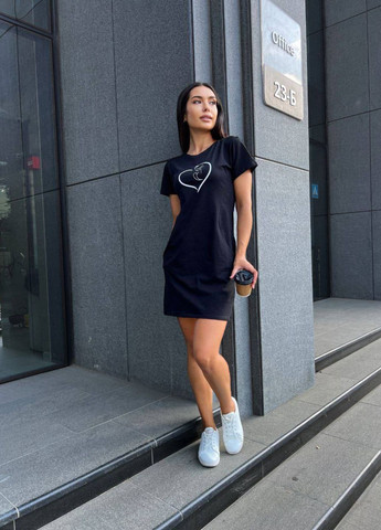 Чорна повсякденний сукня міні прямого крою сукня-футболка Allthings з малюнком