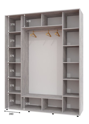 Шафа-купе тридверна 200*60*220 см Індастріал 3 двері ДСП + Дзеркало + ДСП ШК-05 Алекса (356770859)