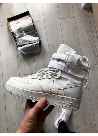 КРОССОВКИ ЖЕНСКИЕ NIKE SPECIAL FLED AIR FORCE 1 WHITE НАЙК No Brand белые демисезоны (367170930)
