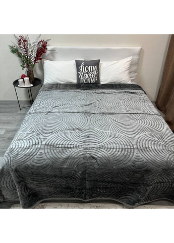 Теплое покрывало на кровать акриловое 200x230 см графитового цвета. No Brand (367912410)
