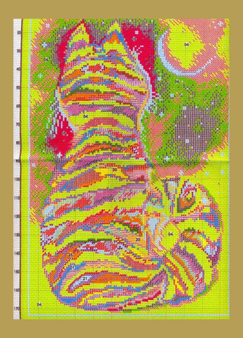 Набір для вишивання за нанесеною на канву схемою "Striped cat ". AIDA 14CT printed, 29*40 см Joy Sunday (313612790)