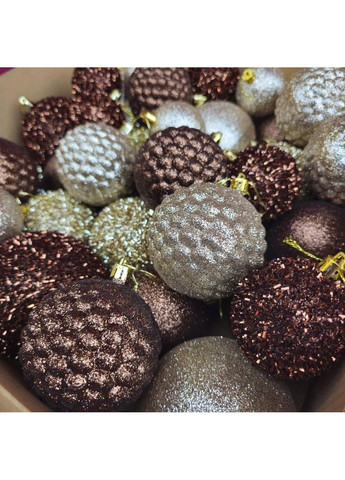 Набор новогодних шаров "Блеск" 40 шт. Подарочный набор елочных шаров Шарики на елку Цвет коричневой No Brand (363830293)