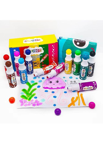 Набор пальчиковых маркеров DOT для творчества, точечные, пальчиковые краски для рисования и живописи на водной основе,12 цветов No Brand (369802751)