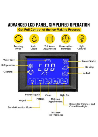 Ледогенератор 60кг льда / 24 часа Vevor (361932244)