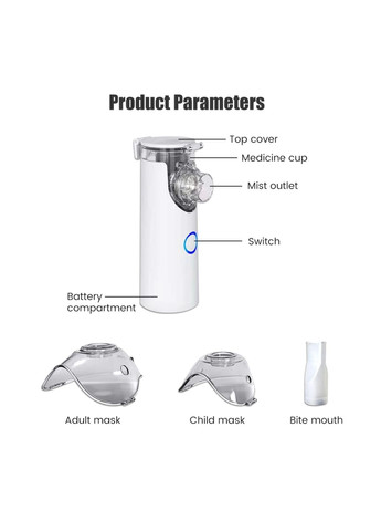 Інгалятор для дорослих та дітей Mesh Nebulizer ультразвуковий ручний небулайзер More JSL-W302 (302020633)