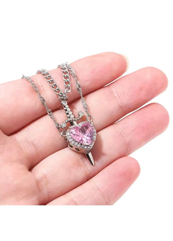 Парні підвіски "сердечко і меч", парні підвіски з сердечком і мечем, підвіски дружби, кулон, кольє Fashion Jewelry (337718814)