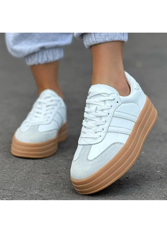 Білі жіночі кеди на товстій підошві білі (cx1580-2) Stilli