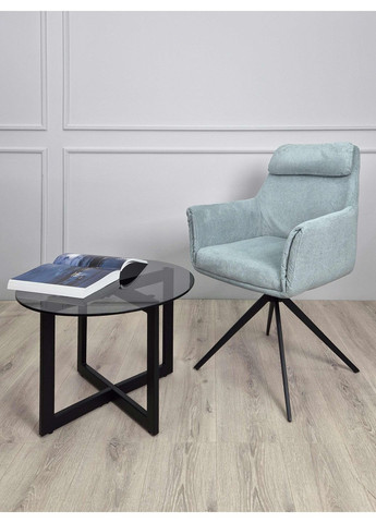 Стілець з обертом 180° Adrian чорний каркас / Ментолова тканина Intarsio (372178476)